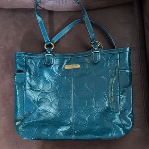 Coach Blue Leather Tote Bag
